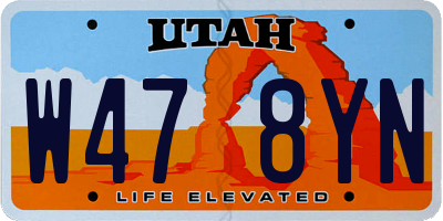 UT license plate W478YN