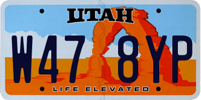 UT license plate W478YP