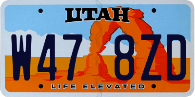 UT license plate W478ZD