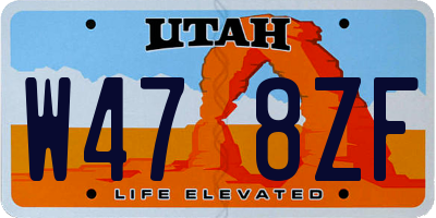 UT license plate W478ZF