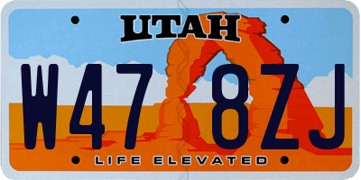 UT license plate W478ZJ