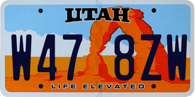 UT license plate W478ZW