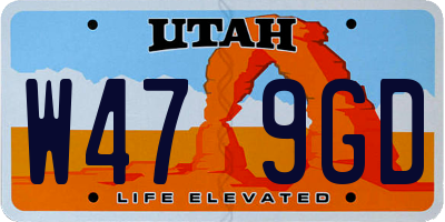 UT license plate W479GD