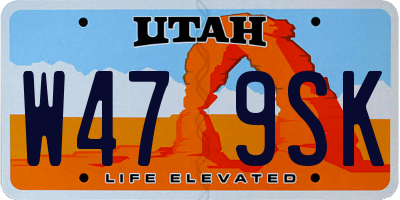 UT license plate W479SK