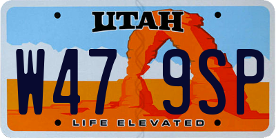 UT license plate W479SP