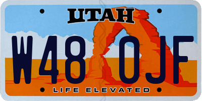 UT license plate W480JF