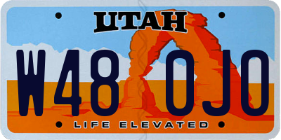 UT license plate W480JO
