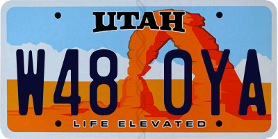 UT license plate W480YA