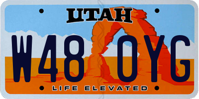 UT license plate W480YG