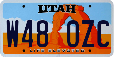 UT license plate W480ZC