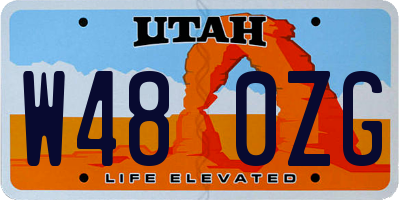 UT license plate W480ZG
