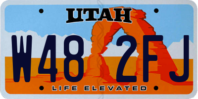UT license plate W482FJ