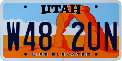UT license plate W482UN