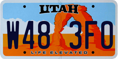 UT license plate W483FO