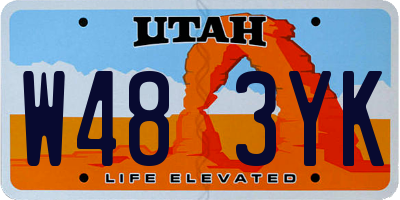 UT license plate W483YK