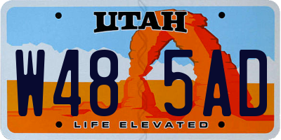 UT license plate W485AD
