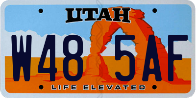 UT license plate W485AF
