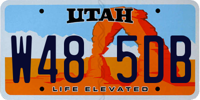 UT license plate W485DB