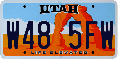 UT license plate W485FW