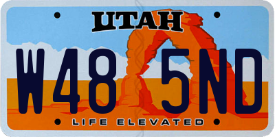 UT license plate W485ND