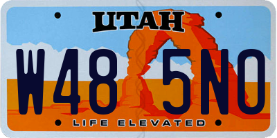UT license plate W485NO