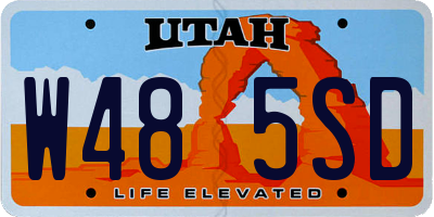 UT license plate W485SD