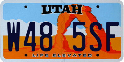 UT license plate W485SF