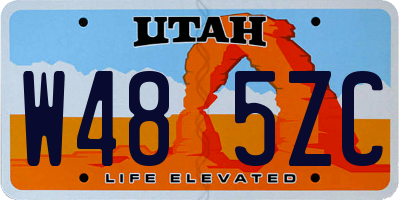 UT license plate W485ZC