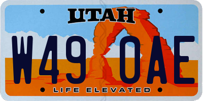 UT license plate W490AE