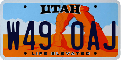 UT license plate W490AJ