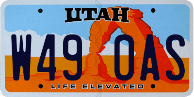 UT license plate W490AS