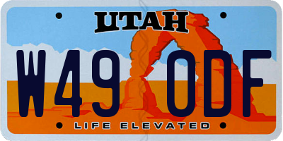 UT license plate W490DF