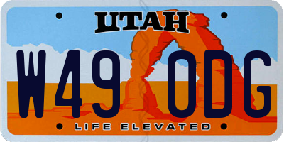 UT license plate W490DG
