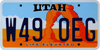 UT license plate W490EG