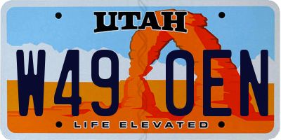 UT license plate W490EN