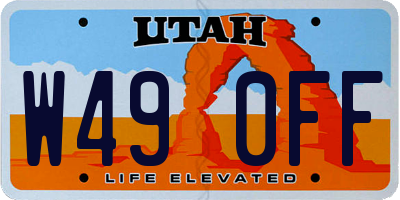 UT license plate W490FF