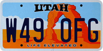 UT license plate W490FG