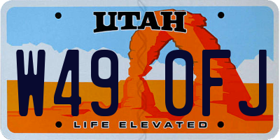 UT license plate W490FJ