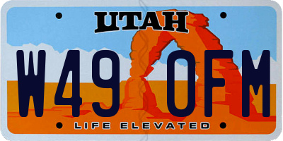 UT license plate W490FM