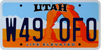 UT license plate W490FO