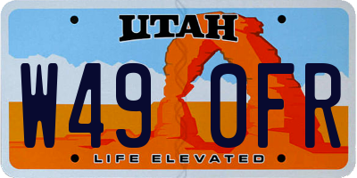 UT license plate W490FR