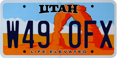 UT license plate W490FX