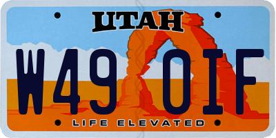 UT license plate W490IF