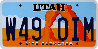 UT license plate W490IM