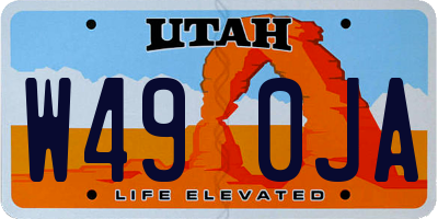 UT license plate W490JA