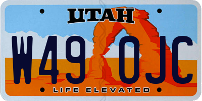 UT license plate W490JC