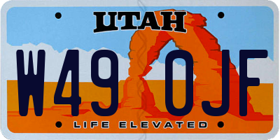 UT license plate W490JF