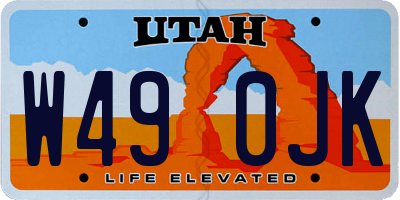 UT license plate W490JK