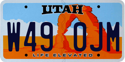 UT license plate W490JM