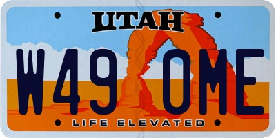 UT license plate W490ME